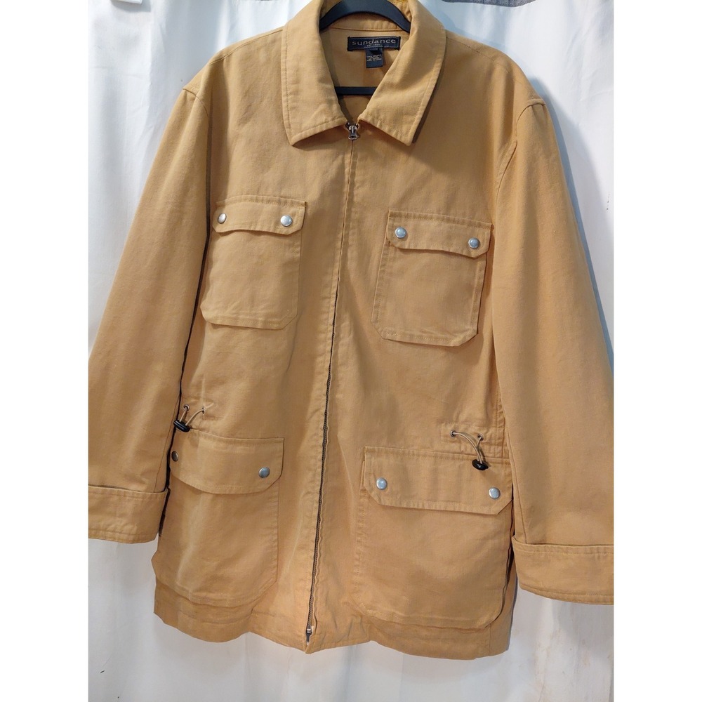 Sundance Coat Jacket Womens XL Brown Utility Snap Pockets Barn Full Zip